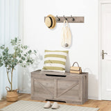 HOOBRO Storage Bench, 39.4” Retro Wooden Storage Chest with U-Shaped Cut-Out Pull, Safety Hinge, Supports 220 lb and Easy Assembly for Toy Box Organizer (Greige) BG771CW01 HOOBRO