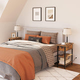 HOOBRO End Table with Charging Station, Narrow Side Table, Flip Top Nightstand with USB Ports and Outlets, Bedside Tables with Shelf for Small Spaces, Living Room, Rustic Brown BF341BZ01 HOOBRO