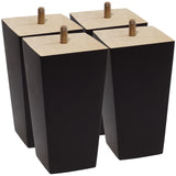 CODIN (5 Sizes: 3"-4"-5"-6"-8" Set of 4 Wood Furniture Legs - Square Sofa Legs, Couch Leg - Brown Mid-Century Modern Replacement Legs for Armchair Recliner Coffee Table Dresser (4, 5") CODIN