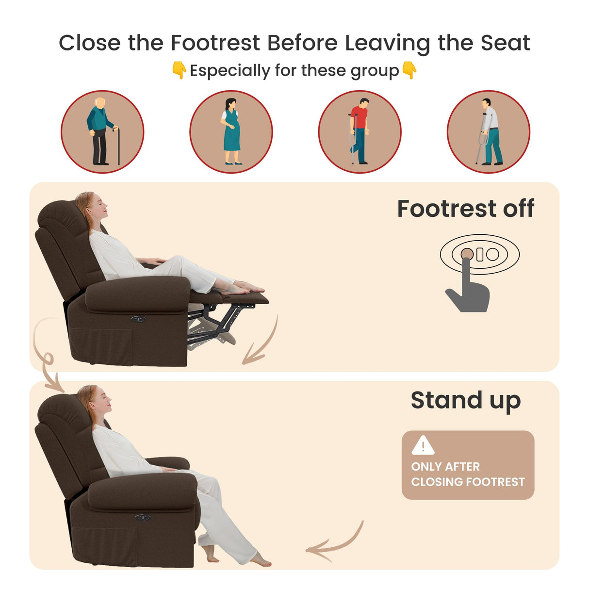 Welzona Updated Power Recliner Chair, Adjustable Electric Recliner Chair for Adults, Ultra-Comfy Teddy Fleece Recliner Chair for Small Space, Tool-Free Assembly, 2 Side Pockets and USB Port, Coffee Welzona