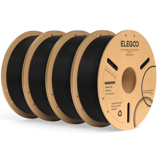 ELEGOO PLA Plus Filament 1.75mm Black 4KG, PLA+ Tougher and Stronger 3D Printer Filament Pro Dimensional Accuracy +/- 0.02mm, 4 Pack 1kg Spool(2.2lbs) Fits for Most FDM 3D Printers - WoodArtSupply