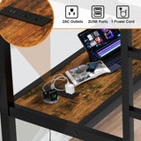 XUWANSHANG Loft Bed Full Size with Desk, Metal Heavy Duty Loft Bed with LED Lights, USB Port, Full Loft Bed Frames for Kids, Junior, Adults, Space Saving, Noise Free (Black, Full) XUWANSHANG