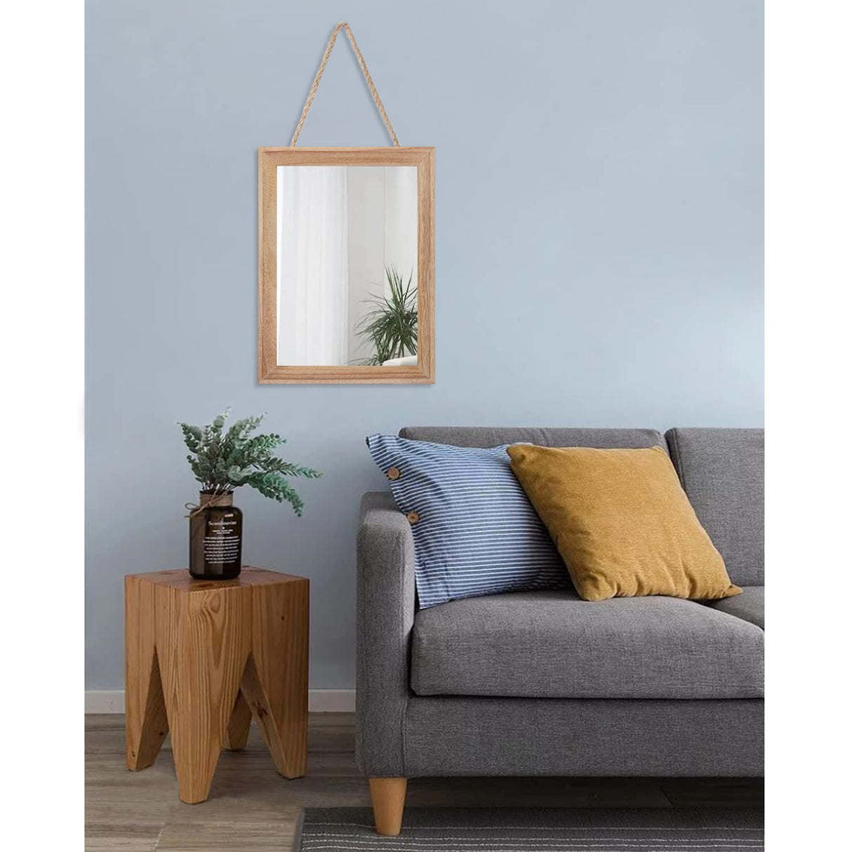 AAZZKANG Rustic Mirrors for Wall Rectangle Wood Frame Mirror Farmhouse Bedroom Bathroom Decorative Mirror AAZZKANG