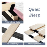 Allewie King Platform Bed Frame/Velvet Upholstered Bed Frame with Vertical Channel Tufted Headboard/Strong Wooden Slats/Mattress Foundation/Box Spring Optional/Easy Assembly/Pink Allewie