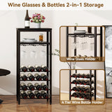 IBUYKE Wine Racks Freestanding Floor,Liquor Bottle Holder,16 Bottles Wine Cabinet with Glass Holder,Wine Holder Display,Mini Wine Bar Table for Living Room,Kitchen Pantry,Dining Room,Black UTMJ907B IBUYKE