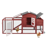 Ketive Wooden 79" Chicken Coop with Wheels Asphalt Roof Nest Boxes Pull-Out Trays - All Solid Wood and Galvanized Wire Mesh Chicken House Against Snakes, Weasels ketive