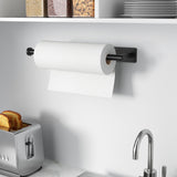 Paper Towel Holder - Self-Adhesive or Drilling, Matte Black Wall Mounted Rack - SUS304 Stainless Steel Kitchen Roll Dispenser Under Cabinet niffgaff