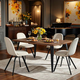 HomyCasa 5-Piece Mid-Century Dining Set, 63" Rectangular Table & 4 Swivel Upholstered Chairs (Fabric/Suede), Sturdy Metal Frame, Perfect for Kitchen, Dining Room, Office, or Restaurant (Brown & White) Homy Casa