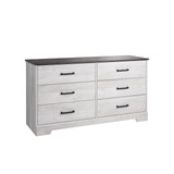 Prepac Rustic Ridge Farmhouse 6-Drawer Chest of Drawers for Bedroom, Wooden Bedroom Drawer Dresser with 6 Storage Drawers, 18.25in x 53.25in x 28.5in, Washed White, ADBR-1606-1 Prepac