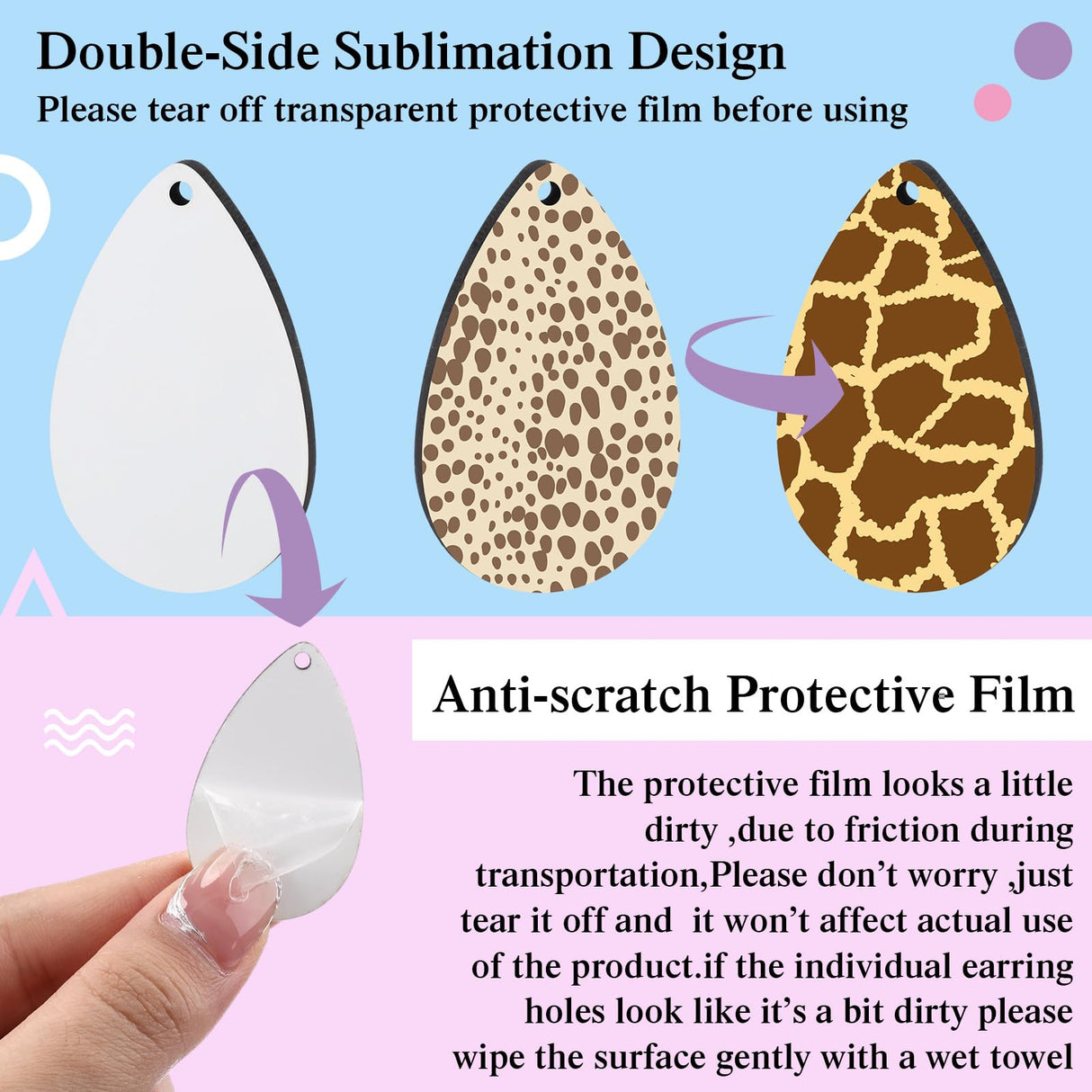 Riceshoot 800 Pieces Sublimation Earring Blanks Bulk with Earring Hooks, Jump Rings, Ear Plugs, Earring Cards Holder and Transparent Packaging Bags Unfinished MDF Earrings for DIY Making (Teardrop) Riceshoot