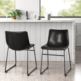 LEMBERI Faux Leather Dining Chairs Set of 4, 18 Inch Modern Kitchen & Dining Room Upholstered Chairs with Backrest and Metal Legs (Black) LEMBERI