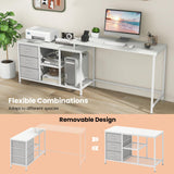 Giantex L Shaped Computer Desk with Drawers, 81" Convertible Corner Desk with Charging Station and Storage Shelves, Study Writing Desk, Modern Long Corner Gaming Table for Home Office (White) Giantex