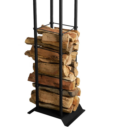 LEOPO Industrial Fireplace Log Holder Tower, Frame Indoor Outdoor Log Holder, Heavy Duty Wood Rack for Firewood
