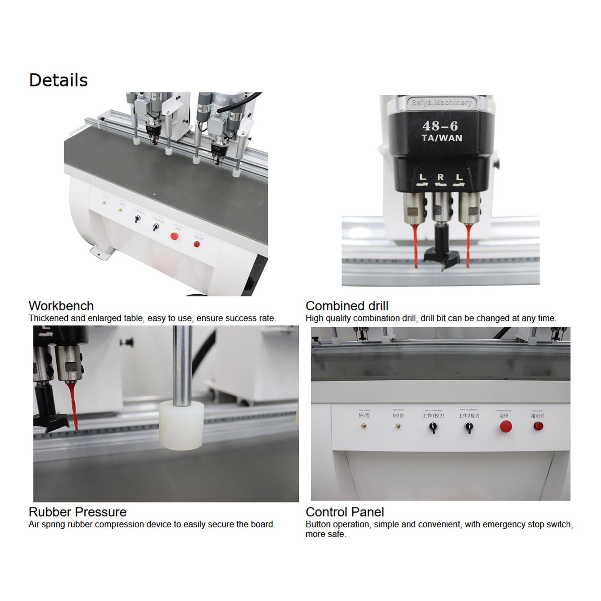 BREVELTION 110V Pneumatic Hinge Machine Woodworking Hinge Drilling Machine for Drilling Processing of Cabinets Wardrobes 48-6 Combined Drill 1.5KW*2 Double Station - WoodArtSupply