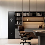 Emasme 5 Gun Cabinets for Rifles and Shotguns, Biometric Long Gun Safe with Pocket Knife Storage, Assembled Gun Cabinet with Locker Drawer, Removable Shelf, LED Light, Pistol Pouches Emasme