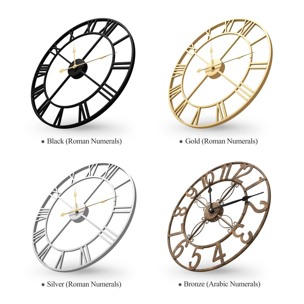 Large Wall Clock for Living Room Kitchen Mantel Decor, 30 Inch Decorative Wall Clock Silent Non Ticking Battery-Operated Metal Round Modern Black Wall Clocks Arabic Numerals Cuspin