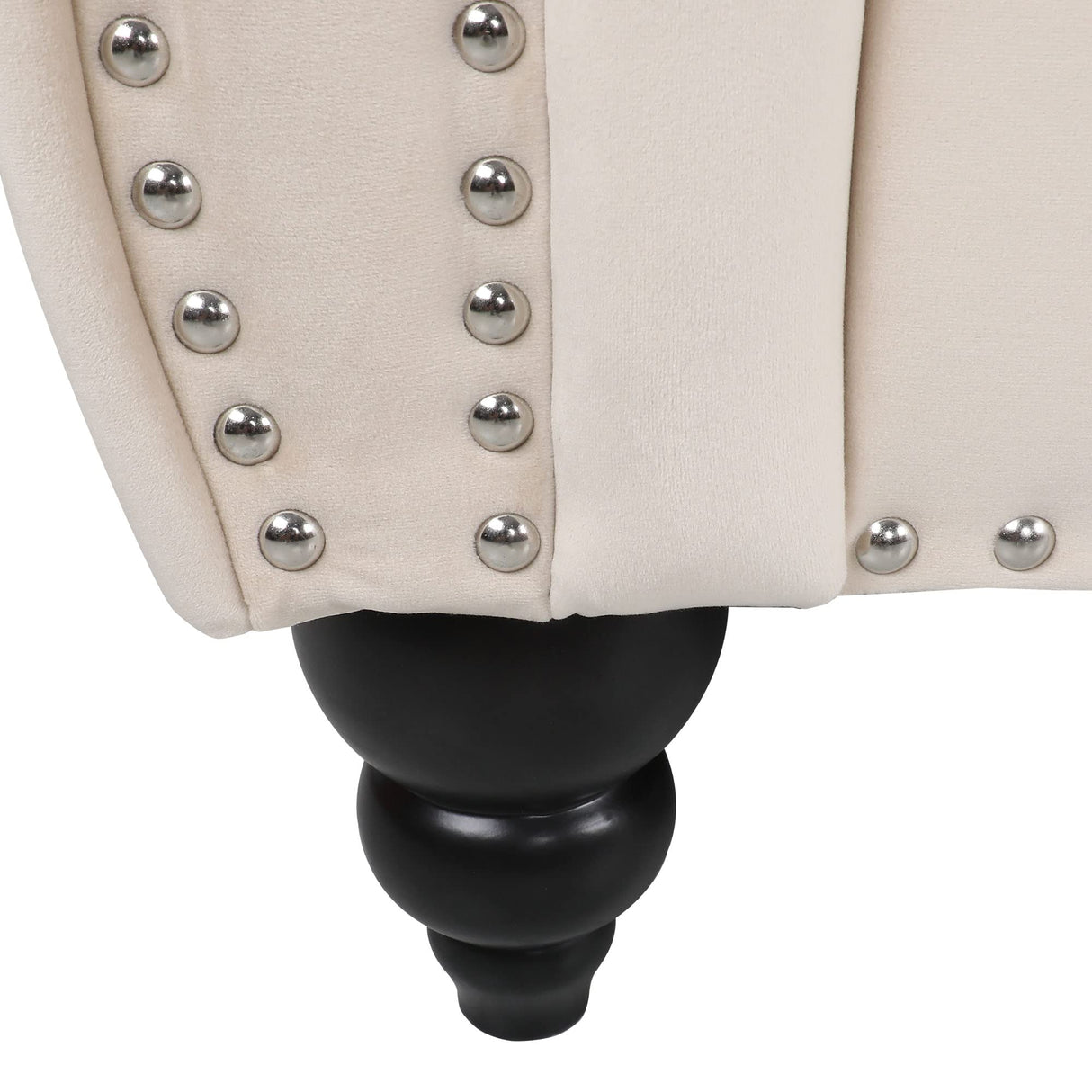 RARZOE Chesterfield Classic Sofa, Mordern 3 Seater Velvet Sofa Couch, Tufted Back Chesterfield Settee Sofas with Nailhead Trim Scroll Arms for Living Room Apartment(Beige) RARZOE