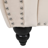 RARZOE Chesterfield Classic Sofa, Mordern 3 Seater Velvet Sofa Couch, Tufted Back Chesterfield Settee Sofas with Nailhead Trim Scroll Arms for Living Room Apartment(Beige) RARZOE
