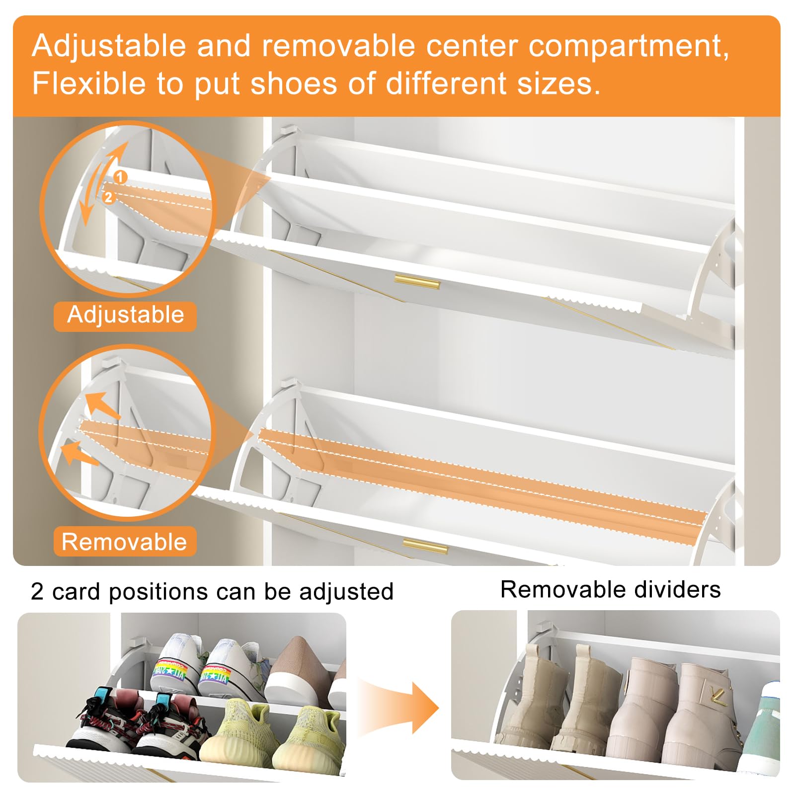 Wakefit Shoe Storage Cabinet for Entryway Slim, Shoe Organizer Cabinet with Doors, 2 Flip Drawer Shoe Cabinet Hidden, Ultra Thin Shoe Cabinet Wood （White-WhiteBullion） - WoodArtSupply