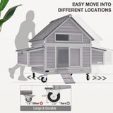 MEDEHOO Large Chicken Coop with Wheels, Expandable Chicken House for Outdoor with Two Nesting Box, Leakproof Pull-on Tray and UV-Resistant Roof Panel MEDEHOO