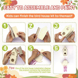 DoodleDoo 8 Pack Bird House & Wind Chime Kits, Buildable Birdhouse DIY Crafts for Kids Ages 4-8 8-12, for Children Boy Girl to Build, 3+ Summer Arts and Craft DoodleDoo