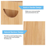 MOOACE Bamboo Trash Can, 2 Gallon Bamboo Waste Basket with Handles, Small Trash Basket Bamboo Garbage Can for Bedroom, Bathroom, Living Room, Office MOOACE