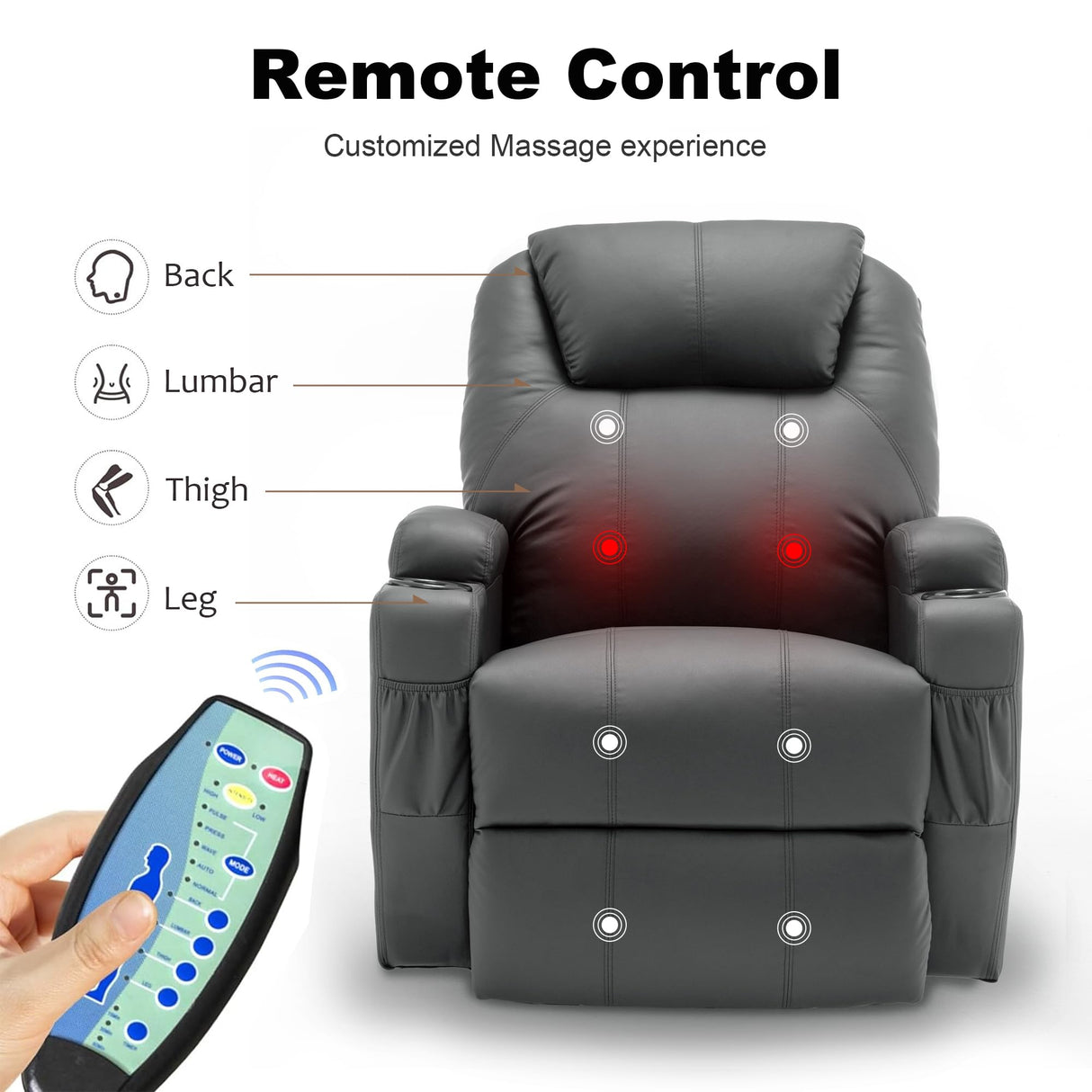 Korser Recliner Chair, Rocking Chair with Massage and Heat, 360° Swivel Recliner Chairs for Adults, Rocker Manual Recliner with Remote Control and Cup Holder for Living Room, Bedroom, Nursery Korser