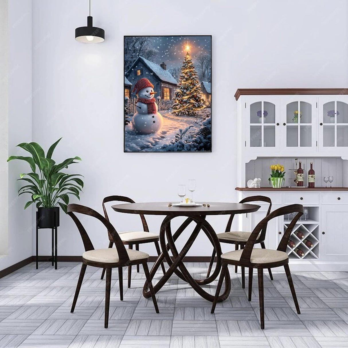 Diamond Art Kits for Adults Beginner, 5D Christmas Tree Diamond Painting Kits,Snowman Painting with Diamond,Full Round Drills Winter Gem Art for Christmas Wall Decor 12 x 16 in DIYDECORFUN