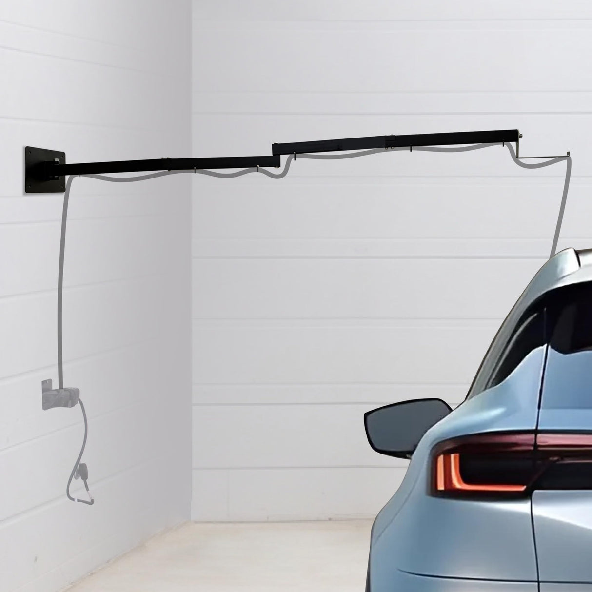 Skywin Retractable EV Charging Cable, EV Charger Cable Retractor Extender Up to 6 FT, Overhead Electric Vehicle Charging Station Wall Mount (Black) Skywin