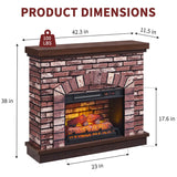 IFGET 42" Electric Fireplace with Mantel, Farmhouse Fireplace TV Stand w/23'' Freestanding Electric Fireplace Heater, Remote Control, Adjustable 3D Realistic Flame Level for Living Room, Light Brown IFGET