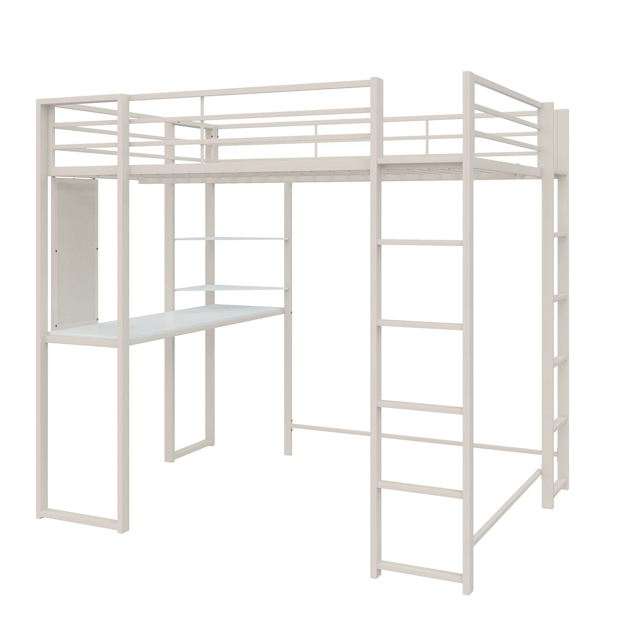 DHP Abode Full Size Metal Loft Bed, Off-White DHP