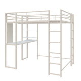 DHP Abode Full Size Metal Loft Bed, Off-White DHP