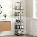 MAHANCRIS 5-Tier Rotating Bookshelf, Freestanding Corner Bookshelf, 360° Spinning Bookcase, Industrial Style Storage Rack with Rails, for Living Room, Bedroom, Study, Black BKBK1601 MAHANCRIS