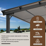 EBE 12' x 10' Gazebo, Wall Mounted Gazebo Pergola on Clearance, Hardtop Lean to Gazebo Awning with Sloped Roof, for Patio, Porch, Deck EBE