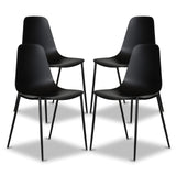 POLY & BARK Isla Modern Kitchen Chairs Set of 4 - Plastic Dining Chair with Metal Legs - Quick Assembly Simple Cafe Chairs Plastic for Indoor or Outdoor - Ebony Black POLY & BARK