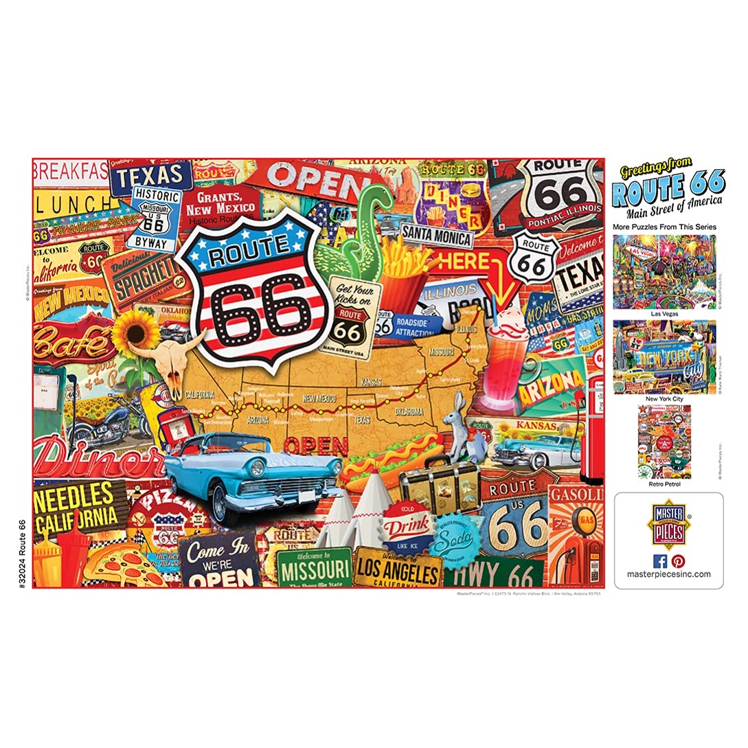 MasterPieces - 550 Piece Jigsaw Puzzle, Route 66 Main Street of America, Fun for Adults, Family, Kids, 18" x 24" Masterpieces