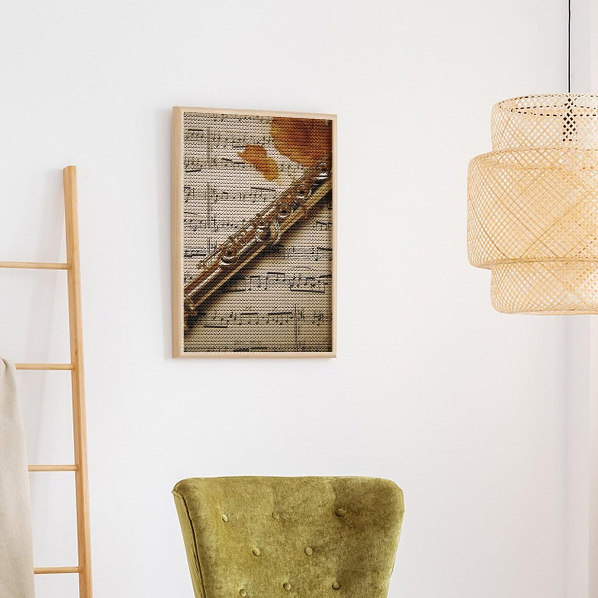 GHENBLT Flute Music 5D Diamond Painting Kits for Adults Beginners Large Round Diamond Art Painting DIY Full Drill Diamond Dots Wall Paintings Gem Art for Gift Home Wall Decor 8"x12" GHENBLT