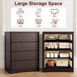 HOUSUIT Dresser, 4 Drawer Dressers Chests of Drawers, Modern Tall Dresser, Wood Drawer Chest Storage Cabinet for Living Room, Hallway, Entryway, Home Office, Dark Brown HOUSUIT