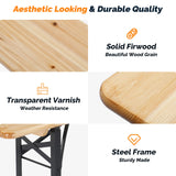 VINGLI Folding Picnic Tables with Benches Set, Weather-Resistant Wooden Beer Garden Table Bench, 3-Piece Portable Fold Up Camping BBQ Table w/Carrying Handles VINGLI