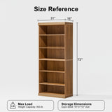 Casaphoria 72" H Wooden Bookcase, Heavy Duty Bookshelves, 6-Tier Wide Bookshelf with Large Storage Space for Home Office, 72" H x 31" W x 16" D, 126Lb, Oak Casaphoria