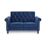 Furinno Bastia Vintage Modern Chesterfield Button Tufted Loveseat/Sofa Couch for Living Room, Navy Velvet Furinno