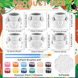 Chuangdi 6 Sets DIY Ceramic Succulent Pots Animal Ceramics to Paint Small Paint Your Own Ceramic Pots DIY Unpainted Planters with Drainage Hole Color Paints Paintbrushes Palettes for Craft Activity Chuangdi