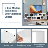 GOFLAME 3 Pieces TV Console Stand, Modern Entertainment Center for 50 55 60 65 Inch Flat Screen TV, Free Combination Bookcase for Storage & Display, Suitable for Living Room, Bedroom (White) GOFLAME