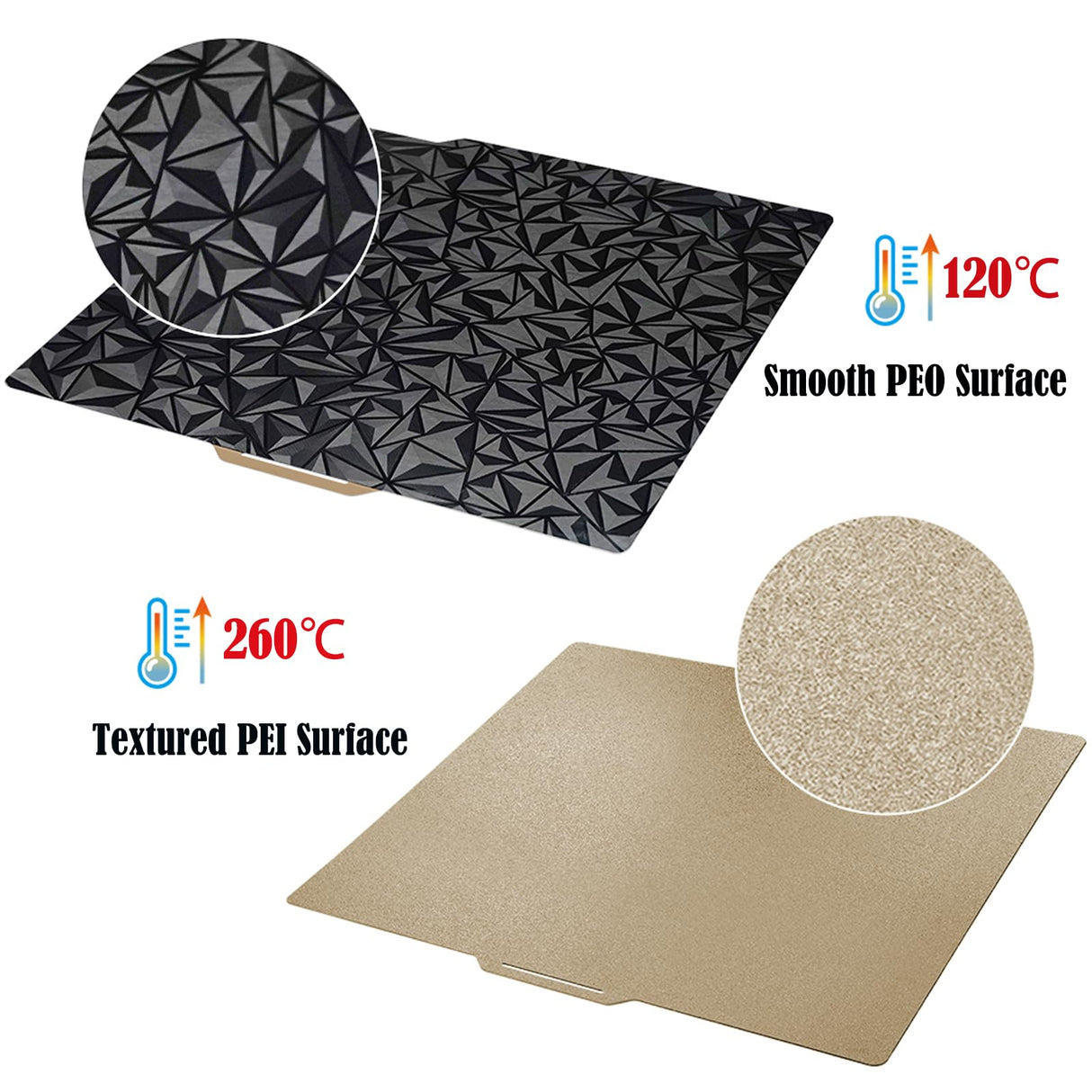 RETUXEP 3D Printer PEO PEI Cool Build Plate for Bambu Lab X1C/X1/X1E/P1P/P1S/A1 3D Printer,Smooth PEO+Textured PEI Surface 257x257mm Spring Steel Plate,Double Sided Flexible Sheet Removable Platform RETUXEP