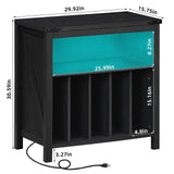 Large Record Player Stand with Charging Station & LED Lights, Vinyl Records Storage Holder Cabinet Holds up to 230 Albums, Turntable Stand for Music Room, Bedroom, Living Room, Office (Black) Joaxswe