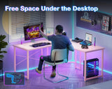Casaottima L Shaped Gaming Desk, Corner Desk Gaming Table for Home Office, Computer Desk Sturdy Writing Workstation for Small Space, Easy to Assemble, 51 inch, Carbon Fiber Surface, Pink Casaottima