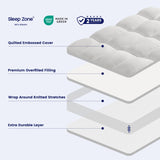 SLEEP ZONE Mattress Topper Twin Size, Extra Thick Fitted Mattress Pad for Back Pain, Plush and Support Mattress Cover, Deep Pockets Mattress Protector, Hotel Quality (White, Twin) SLEEP ZONE