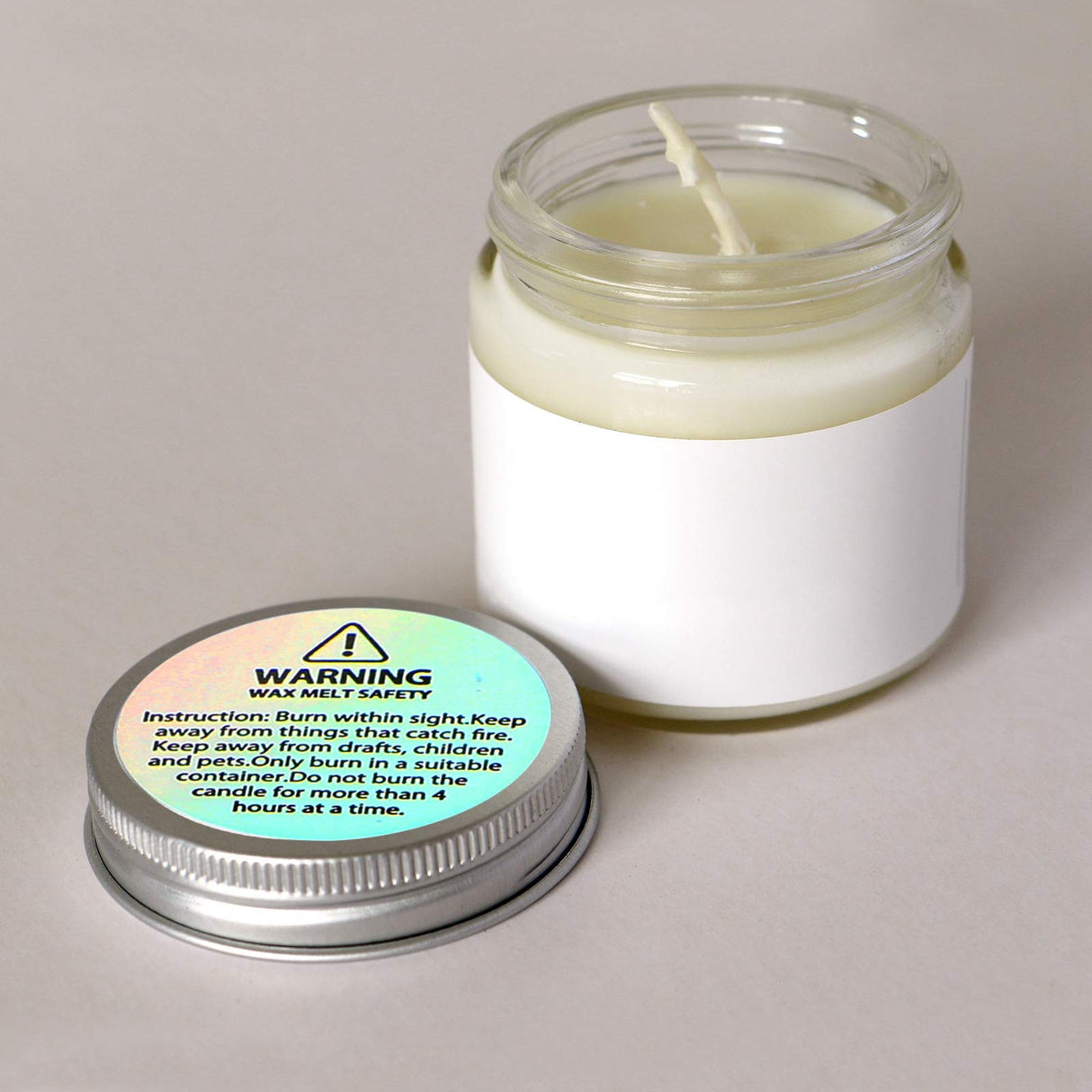 Holographic Candle Warning Labels Candle Jar Container Stickers Wax Melting Safety Stickers for Jars Tins Containers Making Supplies(240 Pieces) Zonon