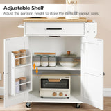 HOOBRO Kitchen Island with Power Outlet, Kitchen Storage Island with Large Worktop, Spice Rack and Drawer, Rolling Kitchen Cart on Wheels, for Kitchen and Dining Room, White and Natural WN88UZD01 HOOBRO