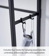 Yamazaki Home Long Console Entryway or Hallways, Narrow Behnd Sofa Table with Wooden Top | Steel, One Size, Black YAMAZAKI